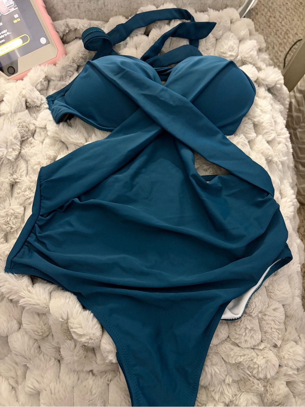 Teal Cross-Front One-Piece Swimsuit Sz med